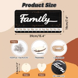 KAlRNE Vintage Family Birthday Board,Rustic Farmhouse Anniversary Board,Wooden Family Birthday Reminder Calendar Wall Hanging DIY Birthday Tracker Plaque Wall Art,Mother's Day Gift for Mom Grandma