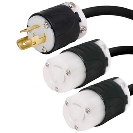 NEMA L5-15P to 2X L5-15R Y Splitter Cord - 10 Foot, 15A/125V, 14/3 AWG -Iron Box # IBX-2122-10