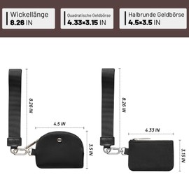AOTM Wrist Wallet for Women Dual Pouch Coin Purse Mini Zip Wallet Keychain Purse with Card Holder, Black + Black, Casual