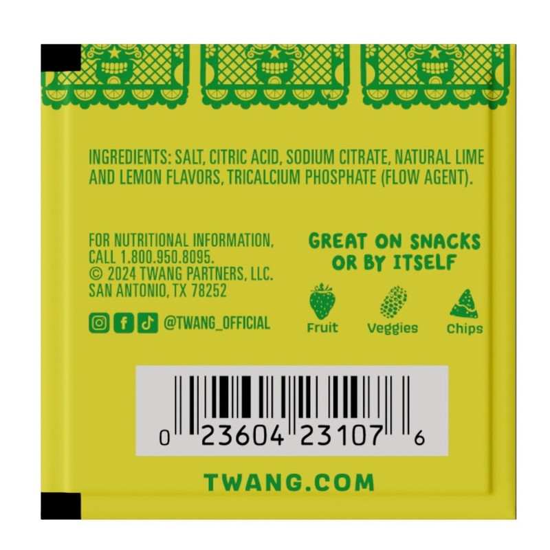 Twangerz Snack Topping, Lemon Lime, 1 Gram Packets (Pack of