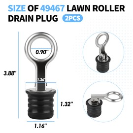 49467 Lawn Roller Drain Plug, Snap-Handle Roller Plug Compatible with Agri-Fab Lawn Roller 45-02163 45-02164, 1-1/4" Stainless Steel Drain Plug Replacement for Agri-Fab Lawn Tractor Attachment, 2 Pcs