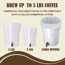 50 Pcs Commercial Cold Brew Coffee Filters, 20" x 20" Brew Bags For Commercial Cold Brew Coffee Makers and 5 Gallon Buckets, Disposable Coffee Filter Bags with Drawstring for Brew Up to 5 lbs Coffee
