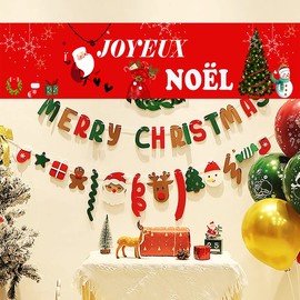 MKISHINE Francai Christmas Snowman Banner for Christmas Party Decoration Indoor Outdoor Decoration
