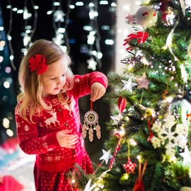 PETCEE Pink Dreamcatcher Christmas Ornament - Metal Dream Catcher Ornament for Christmas Tree Rhinestones Dream Catcher Ornament Christmas Keepsake Gifts for Girls Women Friends