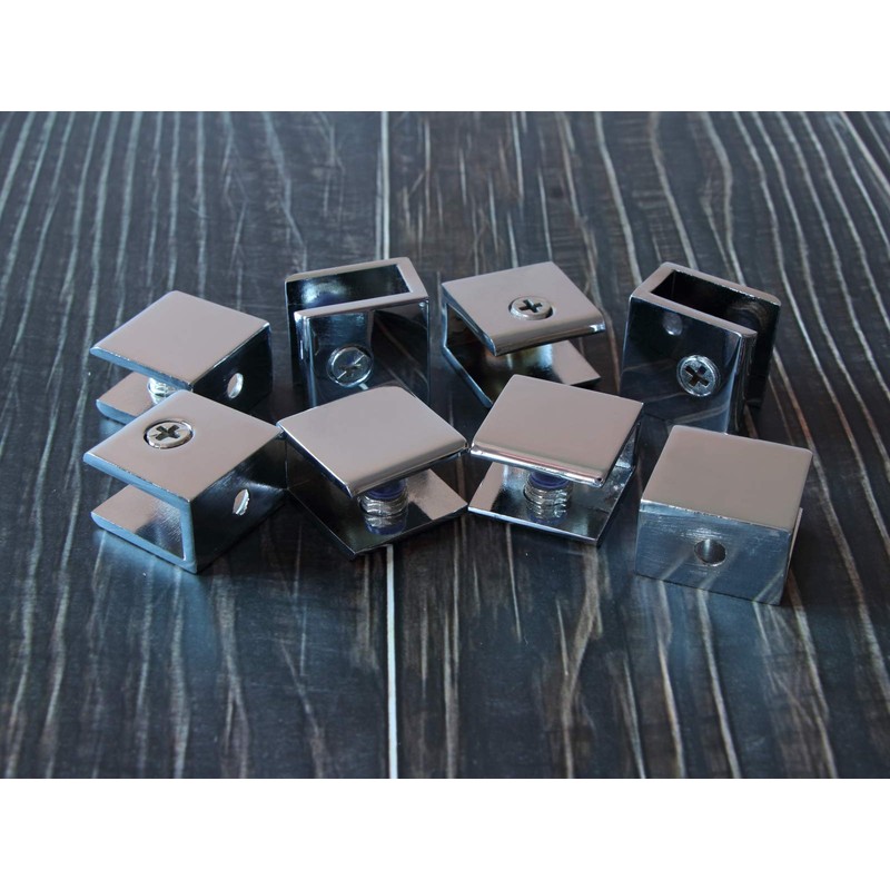 Glass Shelf Brackets Shelf Clips Metal Clamps Chrome Square Shape