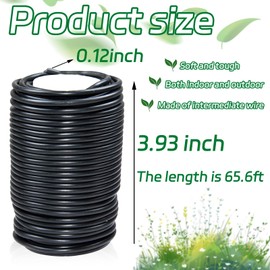 1 Roll Flexible Plant Ties, 65 ft Soft Plant Ties Garden Twist Ties for Outdoor Plants, 3.5 mm Garden Ties for Climbing Plants, Flowers, Tomatoes, Plant Support, Home Office Organization (Black)