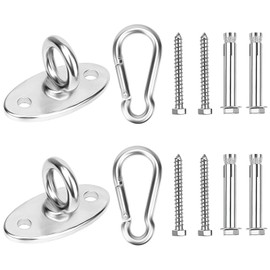 CAUTIOUS Pack of 2 Ceiling Hooks, Heavy Duty, Ceiling Hooks, Hanging Chair, Swing Hooks, Stainless Steel 304 Wall Eyelet Hooks, M8 Eye Plate, Swing Hook up to 500 kg/per for Hanging Chair, Sling