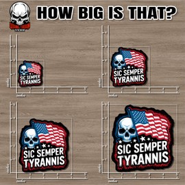 Sic Semper Tyrannis Sticker or Magnet Christmas Ornament Retro American Flag Black Waterproof Vinyl Bumper Sticker for Water Bottle Car Laptop