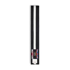 Martial Arts Cotton Coloured Belt With White Stripe Grading Belt - (Karate, Judo Taekwondo) (Black Belt With White Stripe, 250cm)