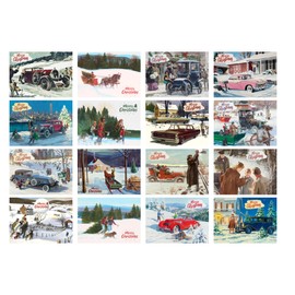 Decoupage Paper Pack (35 Sheets 6"x8") Cool Fancy Cars Being Displayed in Snowy Streets FLONZ Vintage Illustration Pictures Cards for Decoupage, Craft and Scrapbooking