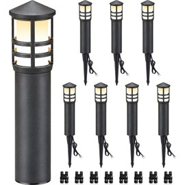 SUNVIE 8-Pack Low Voltage Pathway Lights 3W LED Landscape Pathway Lighting 3000K Warm White CRI 90+ Landscape Lights Wired 12-24V Aluminum Bollard Path Lights for Walkway Yard Garden, ETL Listed Cord