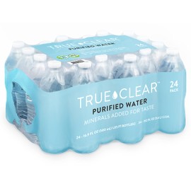 True Clear Purified Drinking Water | BPA-Free Bottles, Mineral Enhanced Hydration, Eco-Air Recyclable Packaging, 16.9 fl oz, 24 Pack