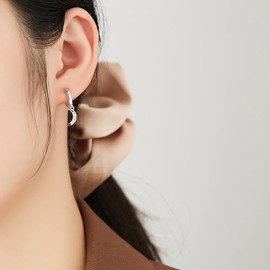 Reffeer Solid 925 Sterling Silver Moon Star Dangle Earrings Hoop for Women Earrings CZ Moon Star Hoop Earrings Huggie Dangle Earrings Asymmetrical (A-Silver)