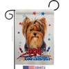 Breeze Decor Patriotic Yorkie Garden Flag Set with Stand Animals