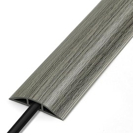 Cubiertas de cable para cables en el piso de 6 pies, cubierta de cable para piso, gestión de cables de piso gris de madera, protector de cable para evitar desplazamientos de cables, cubiertas