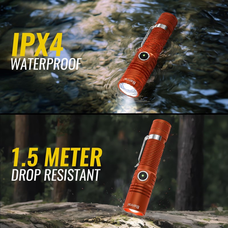 Rechargeable Tactical Flashlights, High Lumens Small Mini USB-C LED Flashlight,