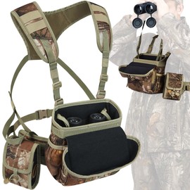 Wild Cedar Binocular Harness Chest Pack with Rangefinder Pouch, Bino Harness with Rain Cover for Bird Watching, Hunting, Hiking