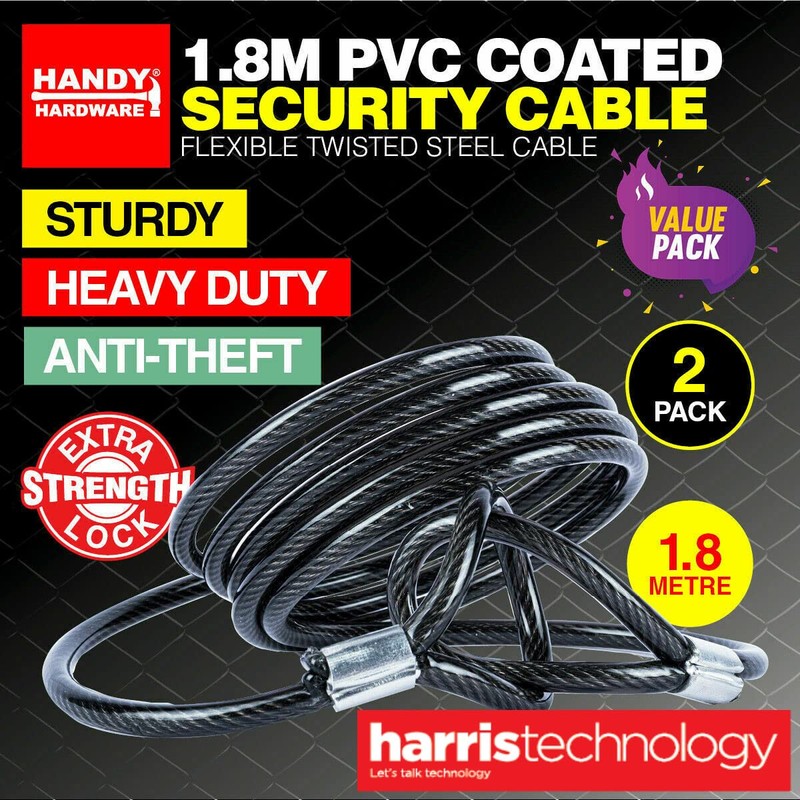 [2PCE] Handy Hardware Steel Security Cable, Heavy-Duty Theft Protection for