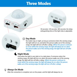 GOMING Motion Sensor COB LED Light Strip 16.4ft(5M) Cool White 6000K 3 Lighting Modes 3 Timing Off Modes 3 Brightness Modes with Power Adapter for Kitchen Cabinets,Stair,Showcase,Bedroom,Bed