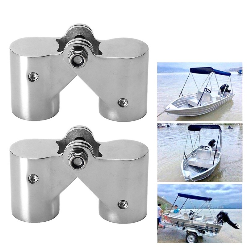 2Pcs Stainless Steel Folding Rotatable Connector Marine Boat Rail Tube