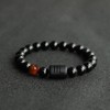 Frodete 2Pcs Zodiac Bracelet for Men Women,8mm Natural Black Onyx