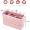 STR-Eco-Friendly Compact Bento Lunch Box Set with Spoon, 3-in-1 Compartment