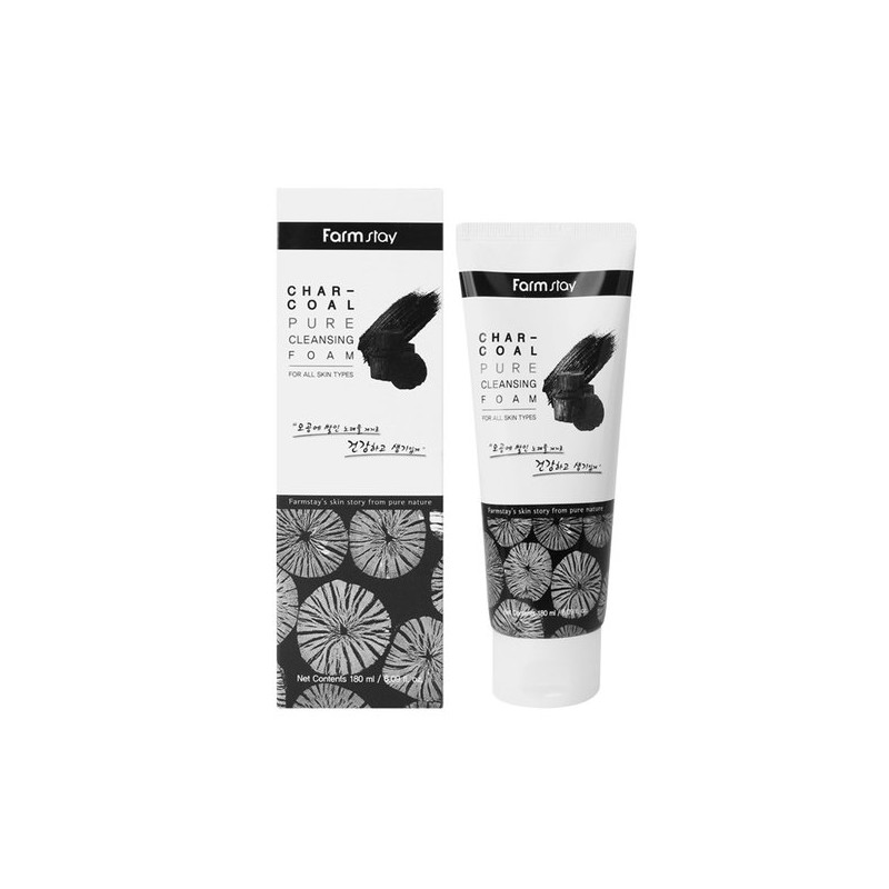 Farmstay Pure Cleansing Foam Charcoal 180ml / 팜스테이 퓨어 클렌징폼