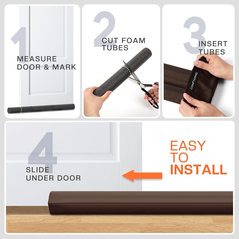 2 Pack Under Door Draft Stopper - Bottom Door Gap