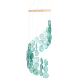 M METERXITY Shell Wind Chime for Outside, Seashell Wind Chime Sea Glass Shell Wind Chime for Outside/Patio/Garden Decor, Handcrafted Wind Chime [Aquamarine]