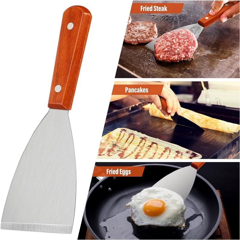SNOKAY 2 PCS Stainless Steel Slant Edge Grill Scrapers with