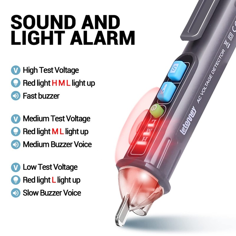 LETONNEY Voltage Tester, Non Contact AC Voltage Tester Pen, Wire