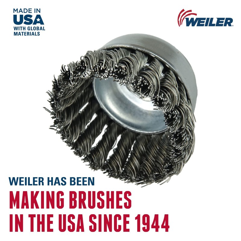 Weiler 13286 2-3/4" Single Row Knot Wire Cup Brush, .020"