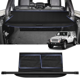Extra Leather Pouch Cargo Cover for 2018-2023 Jeep Wrangler JL 4-Door Accessories, Trunk Cover for Jeep Wrangler JL Retractable Security Shield Shade Wrangler JL 2023 Accessories
