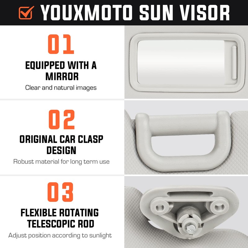 Youxmoto Left Driver Side Sun Visor for Subaru Forester 2009