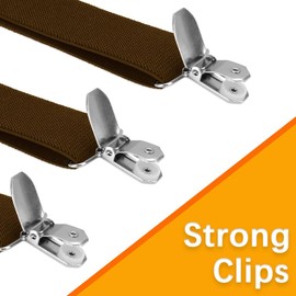 KIYFXA Brown Suspenders Men Suspenders Adjustable X-Back Brown Suspenders For Men Womens Suspenders Presents For Dad Old Man Costume Shirt Stays Police Shirt Boyfriend Gift Papa Birthday Gifts Idea