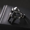 DOOM Mask Ring for Men Gladiator Style Black Titanium Stainless