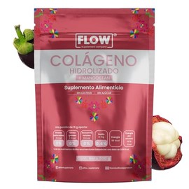 Colágeno Hidrolizado con Mangostán - Extracto en Polvo 500 gr - Vitamina C - Magnesio y Ácido Fólico - Suplemento Alimenticio - Sin Azúcares - Flow Supplements