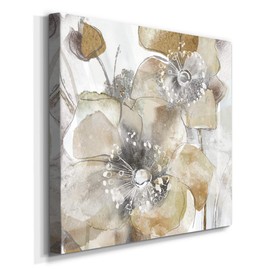 Renditions Gallery Taupe Spring Poppy Wall Art Premium Gallery Wrapped Canvas Decor Ready to Hang 16 in H x 16 in W Made in America Print AZS-WC07-18276-R-1616-MK