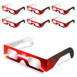 Lesome 6Pcs Red Solar Eclipse Glasses 2024 AAS CE and ISO Certified Approved Safe Shades,Advanced Filter,Direct Sun Viewing for Solar Eclipse