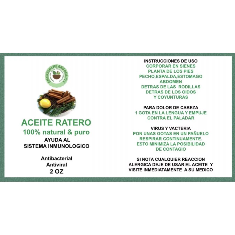 EMERALD LIFE AND BEAUTY Aceite Ratero Orgánico 1 Botella De