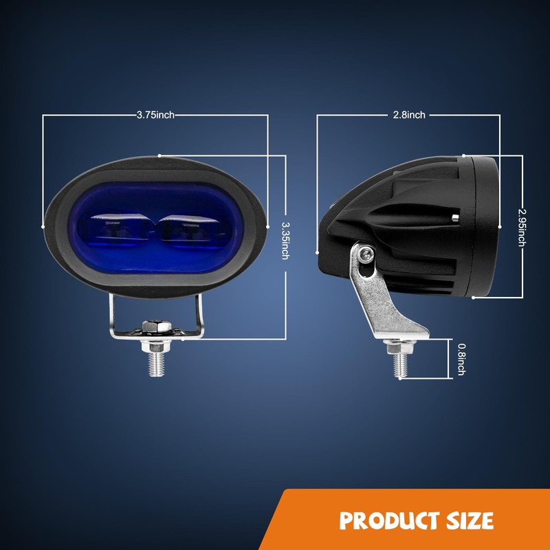 Forklift Safety Light 4D Spotlights, Oval Led Motorcycle Light,12V-80V Fork