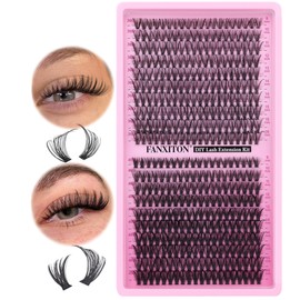 FANXITON Lash Clusters Wispy 30D+40D Lashes Clusters 400pcs Eyelash Clusters D Curl Natural Cluster Eyelash Extensions 9-16mm Mix Individual Lashes for Beginners