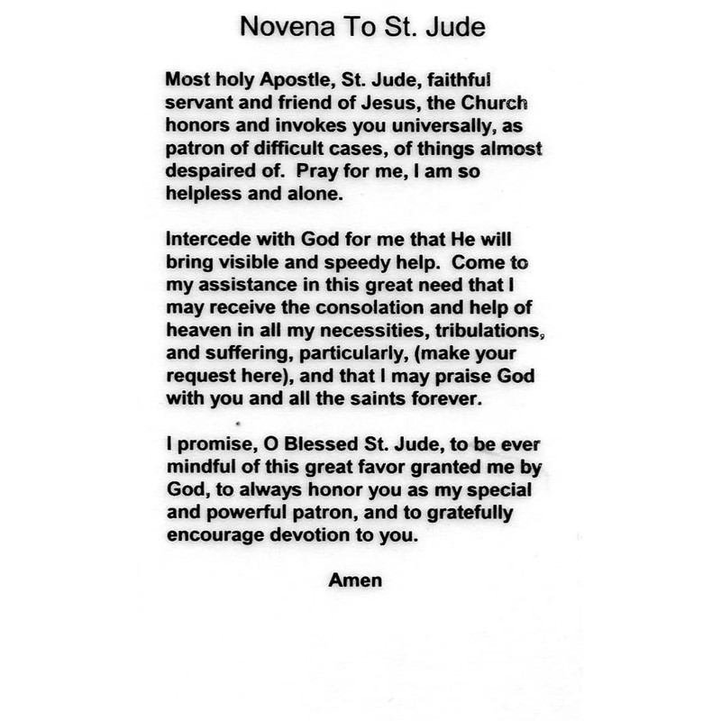 Novena to St. Jude N holy card - laminated -