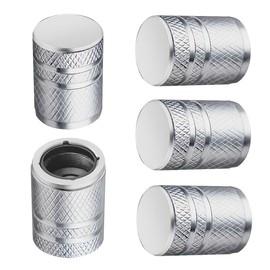 BAURATTI Tire Valve Stem Caps - (5 Pack) Metal Air Caps with Plastic Liner, Corrosion Resistant, Leak-Proof, Universal Stem Covers for Cars Trucks Motorcycles and Bikes - Silver