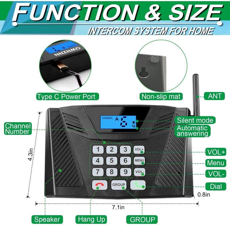 Intercoms Wireless for Home Hands Free, Upgrade Two Way Intercom