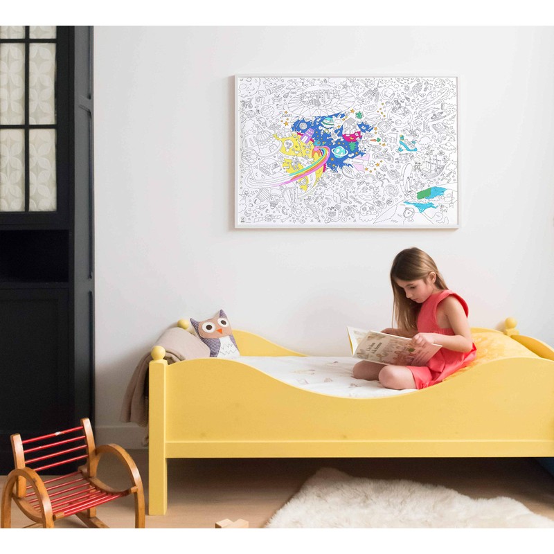 Colouring Poster Cosmos Travelling Between Spaceships and asteroids for Aspiring