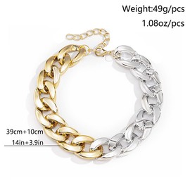 Prosy Punk Cuban Link Chain Choker Necklace Lightweight Chunky Oval Chain Link Necklace Statement Hip Hop Jewellery for Women and Girls (Mixed Colour 2)
