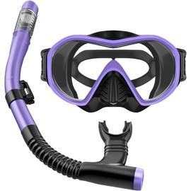 UPhitnis Adult Snorkel Set, Anti-Leak Diving Goggles with Snorkel for Snorkelling, Swimming and Diving, Anti-Fog Panorama, Wide View, Dry Snorkel Set for Men and Women