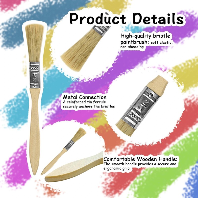 PDKKFF 40PCS 1/2 inch Paint Brush Set, Chip Paint Brushes,