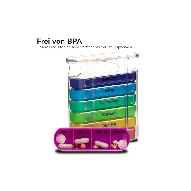 Foubiss 7 Day Pill Box - BPA-Free | Small Pill